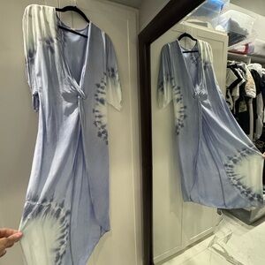 Surf Gypsy Tye-Dye Blue and White Maxi coverup Size S